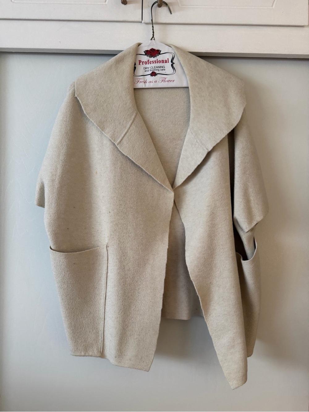 Moth Soft Cream Open-Front Wool Jacket
